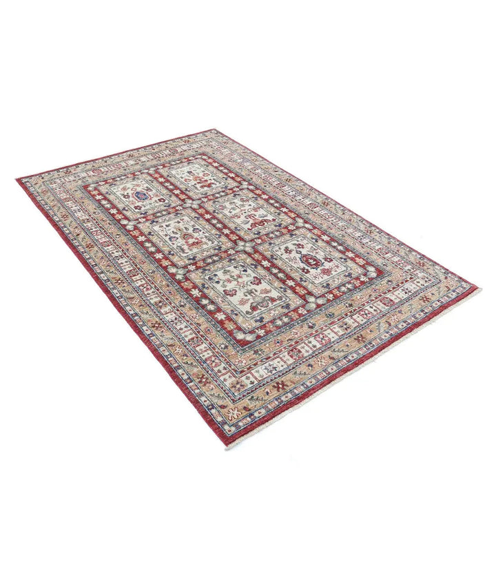 Afghan Bakhtiari Rug 4' 4" x 6' 8" Hand-Knotted | No. AT50457