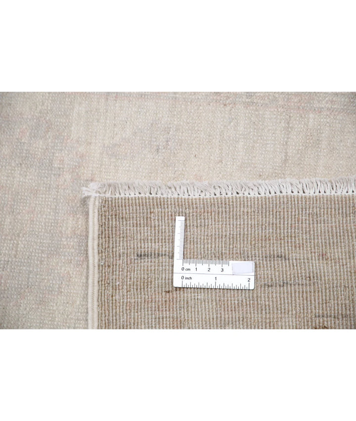 Ivory Afghan Oriental Rug 2'4" x 7'8" Hand-Knotted detail
