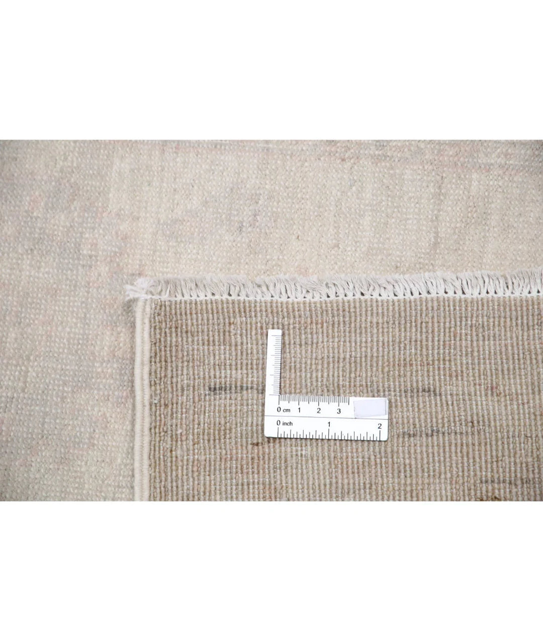 Ivory Afghan Oriental Rug 2'4" x 7'8" Hand-Knotted | No. AT50688