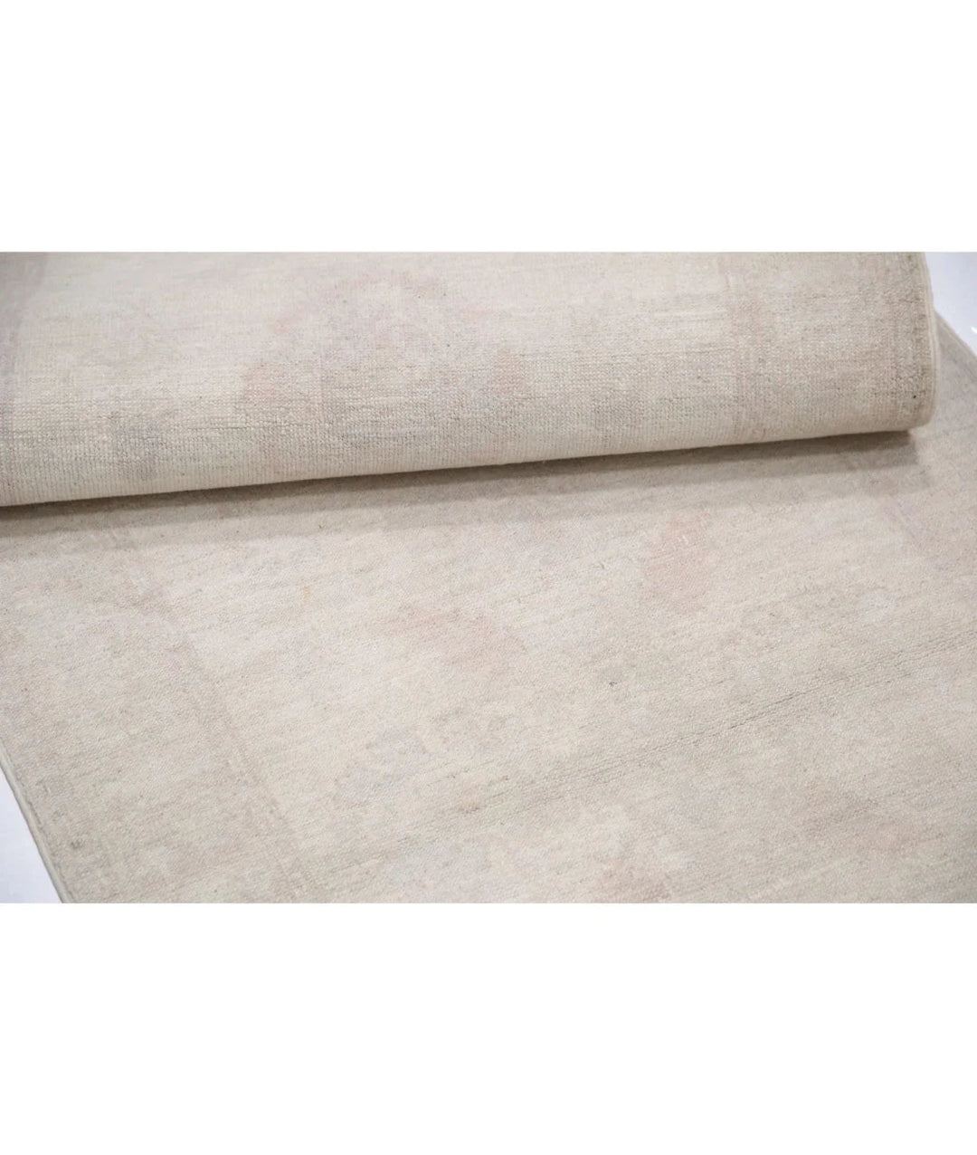 Ivory Afghan Oriental Rug 2'4" x 7'8" Hand-Knotted | No. AT50688