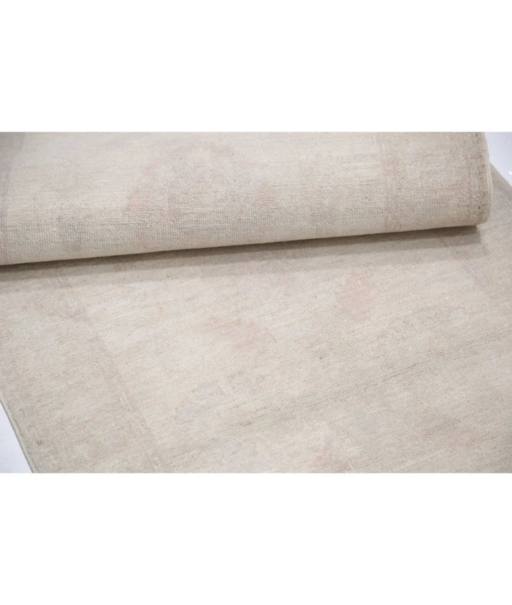 Ivory Afghan Oriental Rug 2'4" x 7'8" Hand-Knotted | No. AT50688
