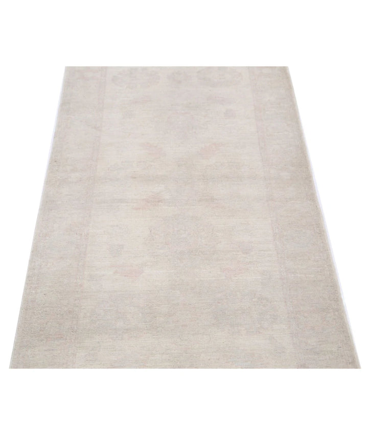 Ivory Afghan Oriental Rug 2'4" x 7'8" Hand-Knotted close-up