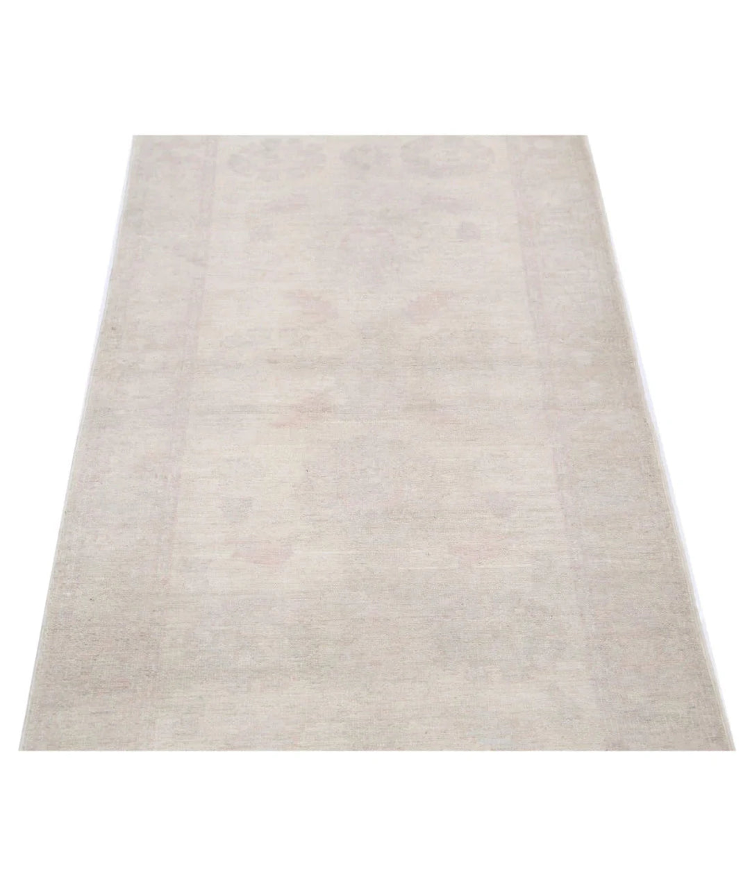 Ivory Afghan Oriental Rug 2'4" x 7'8" Hand-Knotted | No. AT50688
