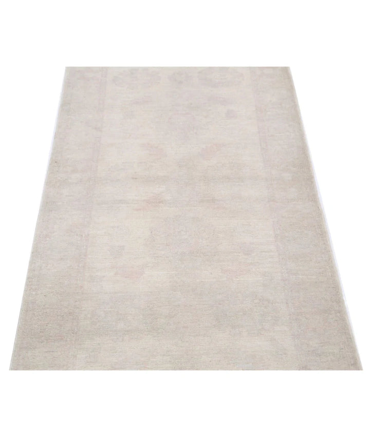 Ivory Afghan Oriental Rug 2'4" x 7'8" Hand-Knotted | No. AT50688