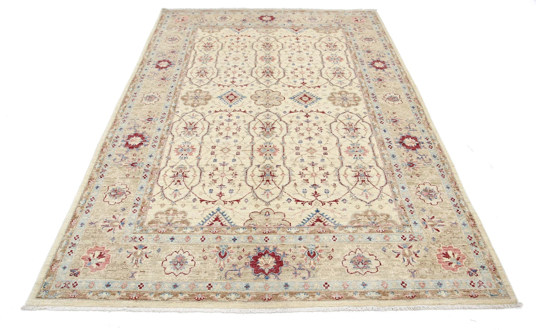 Afghan Ziegler Rug 5' 6" x 8' 3" Hand-Knotted | No. AT50819