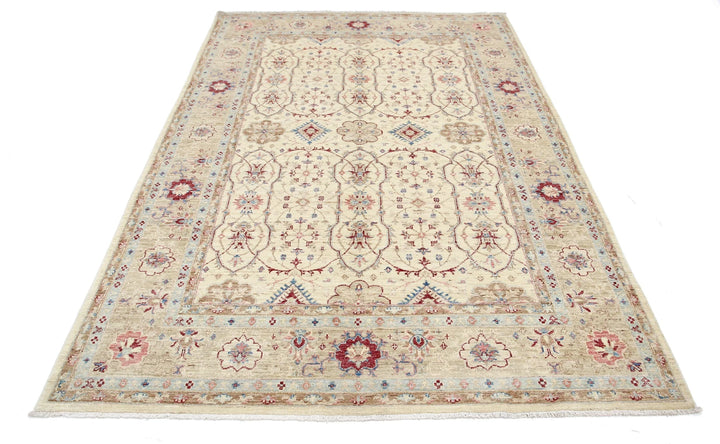 Afghan Ziegler Rug 5' 6" x 8' 3" Hand-Knotted | No. AT50819
