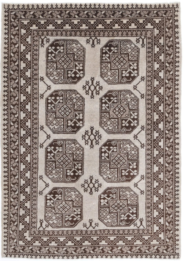 Afghan Akcha Revival Rug 4' 4" x 6' 1" Hand-Knotted | No. AT50914