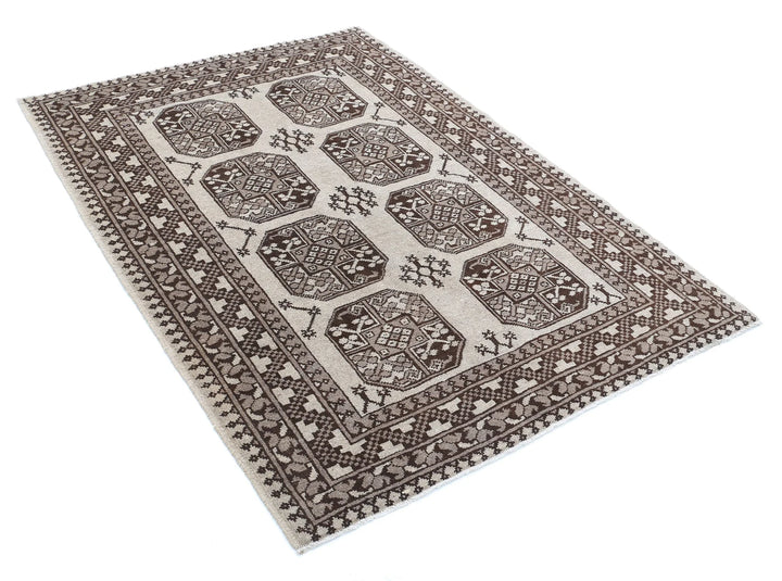 Afghan Akcha Revival Rug 4' 4" x 6' 1" Hand-Knotted | No. AT50914