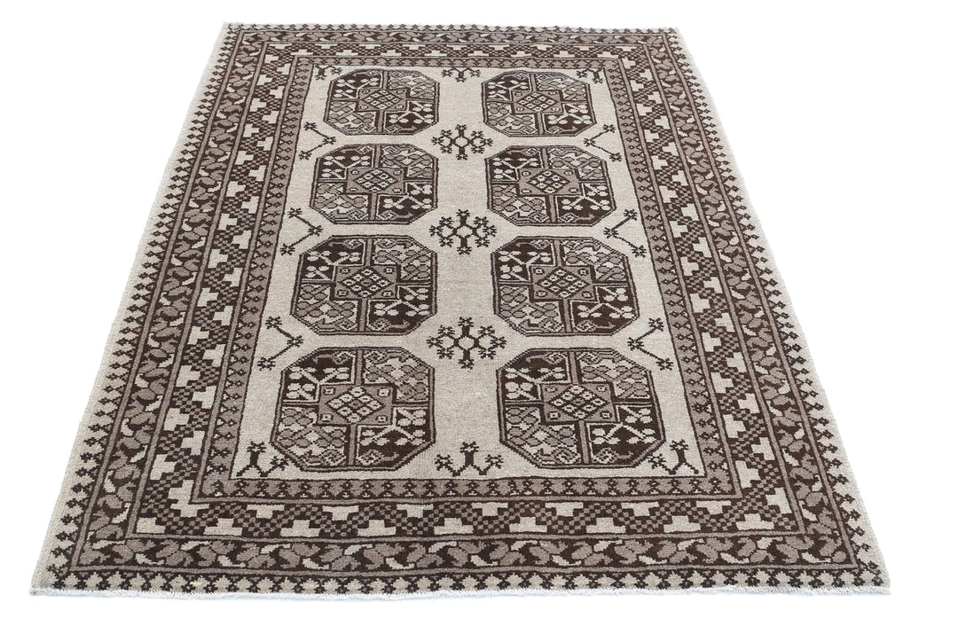 Afghan Akcha Revival Rug 4' 4" x 6' 1" Hand-Knotted | No. AT50914