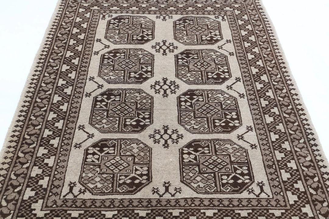 Afghan Akcha Revival Rug 4' 4" x 6' 1" Hand-Knotted | No. AT50914
