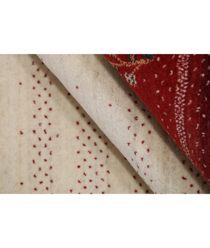 Ivory Indian Oriental Rug 4' 7" x 6' 5" Hand-Knotted | No. AT50923