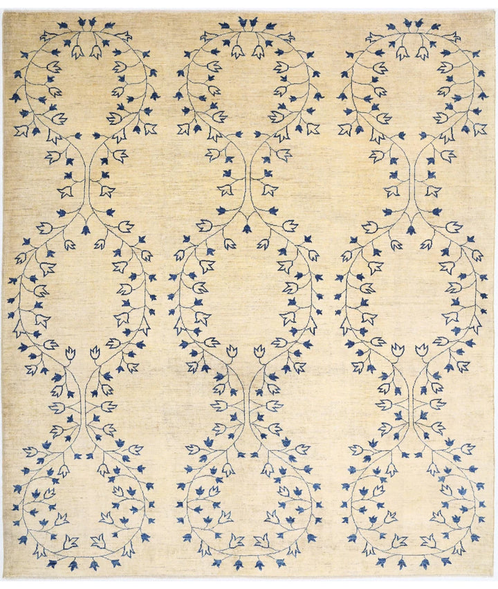 Gold Afghan Oriental Rug 9' 5" x 10' 9" Hand-Knotted | No. AT50925
