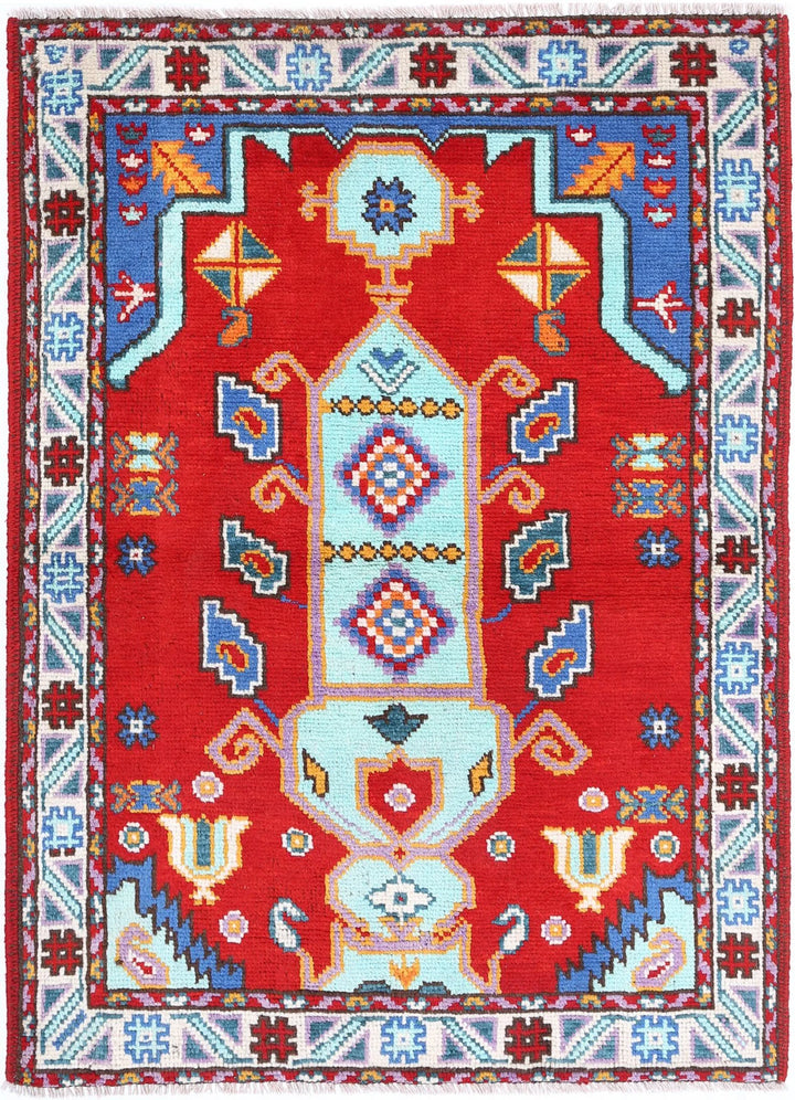 Afghan Oriental Rug 3' 4" x 4' 10" Hand-Knotted | No. AT50995