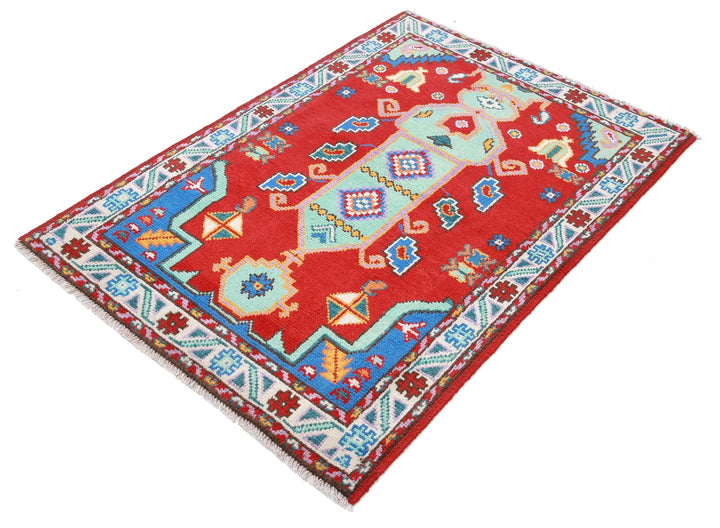Afghan Oriental Rug 3' 4" x 4' 10" Hand-Knotted | No. AT50995