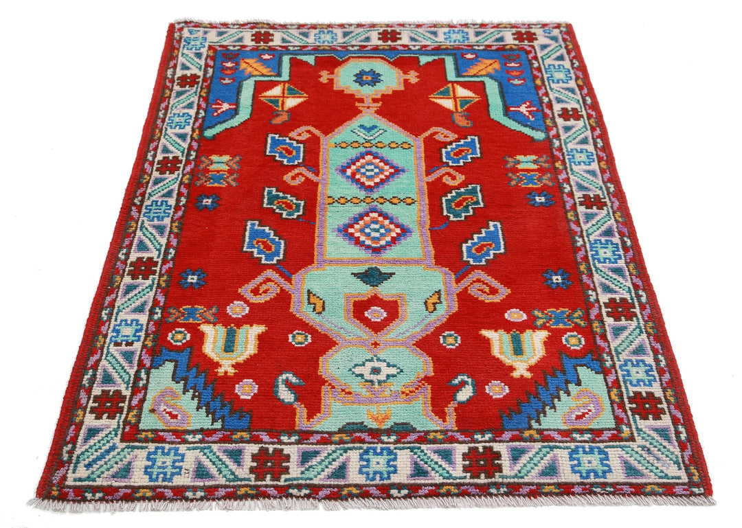 Afghan Oriental Rug 3' 4" x 4' 10" Hand-Knotted | No. AT50995