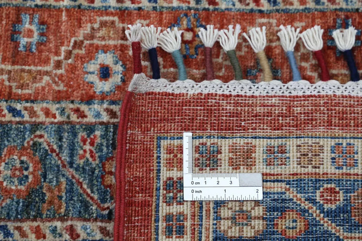 Red Afghan Oriental Rug 6' 7" x 9' 5" Hand-Knotted | No. AT510160