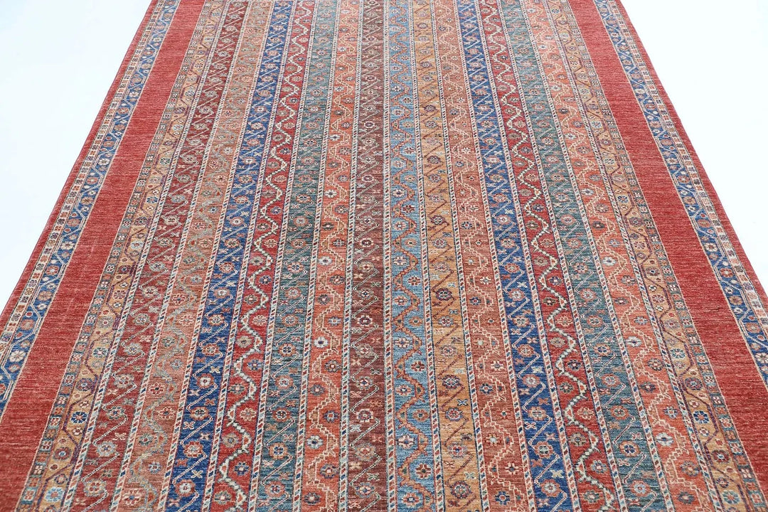 Red Afghan Oriental Rug 6' 7" x 9' 5" Hand-Knotted | No. AT510160