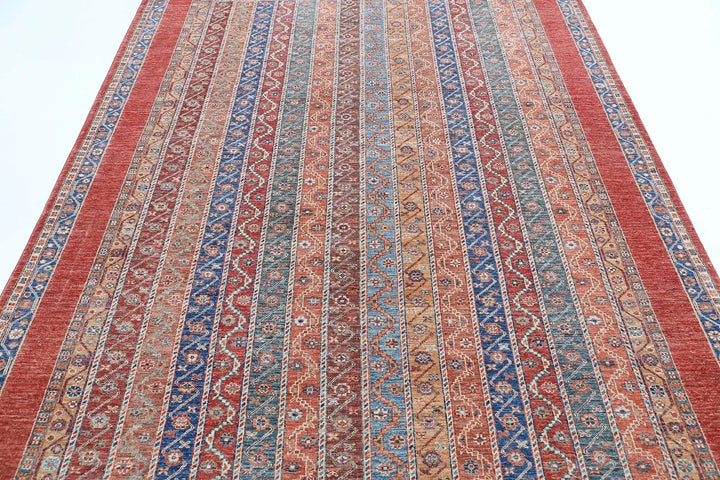Red Afghan Oriental Rug 6' 7" x 9' 5" Hand-Knotted | No. AT510160