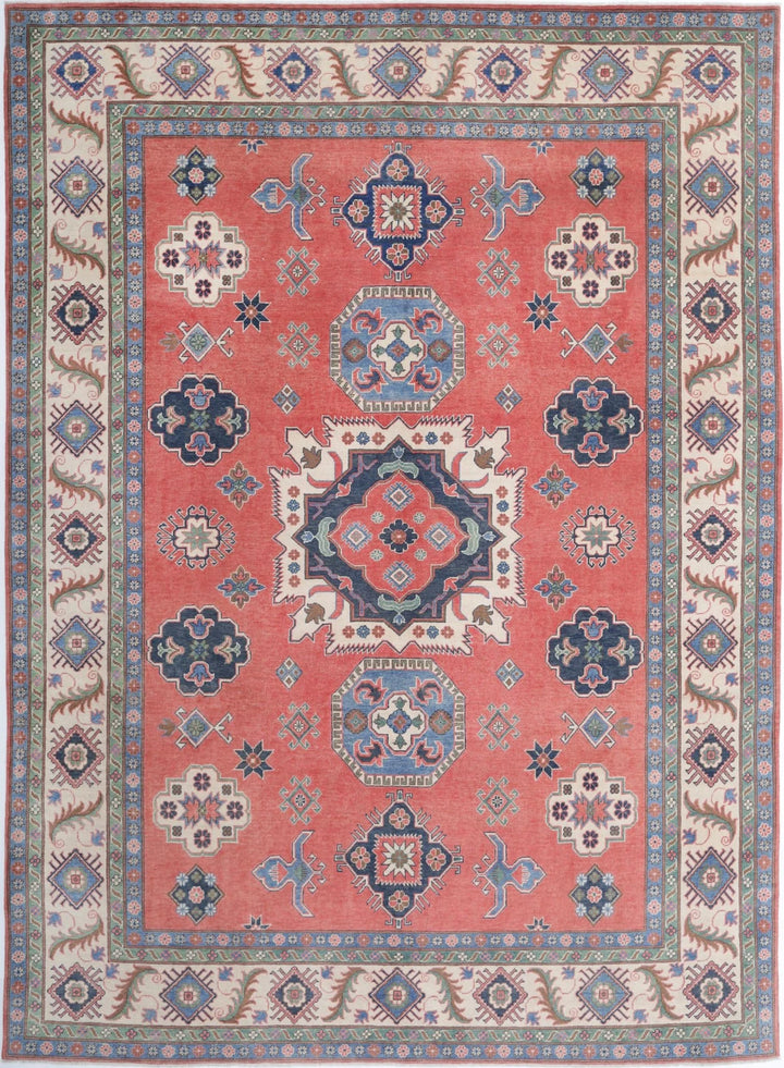 Afghan Kazak Rug 9' 2" x 12' 5" Hand-Knotted | No. AT51061