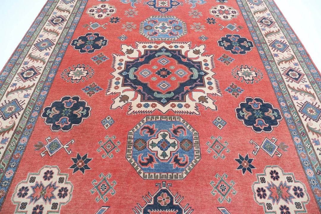 Afghan Kazak Rug 9' 2" x 12' 5" Hand-Knotted | No. AT51061