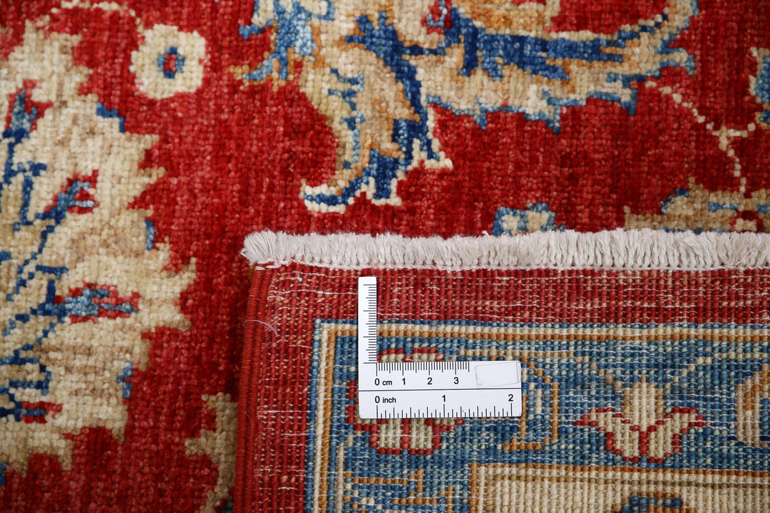 Red Afghan Ziegler Rug 5'8" x 8'0" Hand-Knotted | No. AT51158