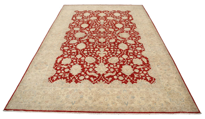 Afghan Ziegler Rug 6' 8" x 9' 7" Hand-Knotted | No. AT51225