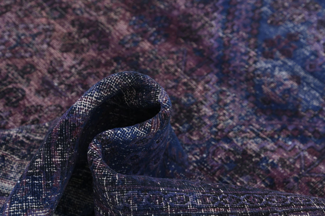Purple Blue Persian Overdye Rug 6' 9" x 10' 2" Hand-Knotted | No. AT51595