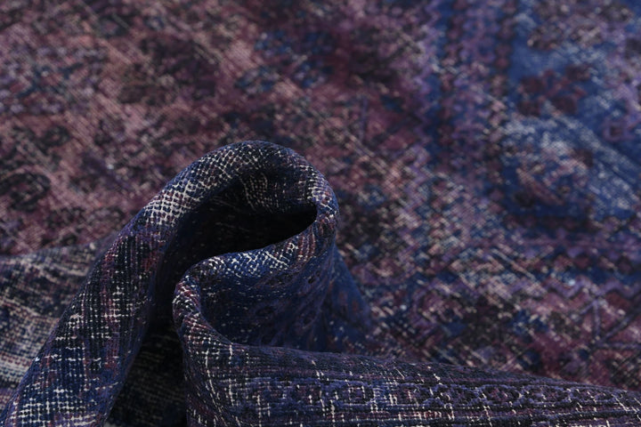 Purple Blue Persian Overdye Rug 6' 9" x 10' 2" Hand-Knotted | No. AT51595