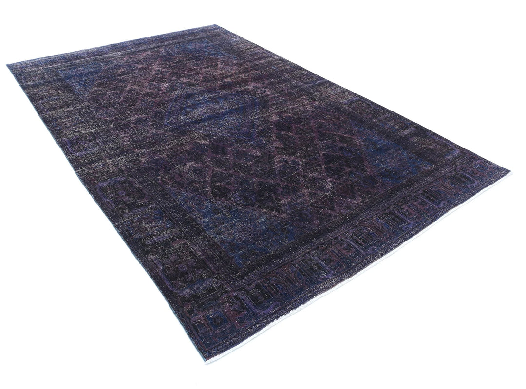 Purple Blue Persian Overdye Rug 6' 9" x 10' 2" Hand-Knotted | No. AT51595