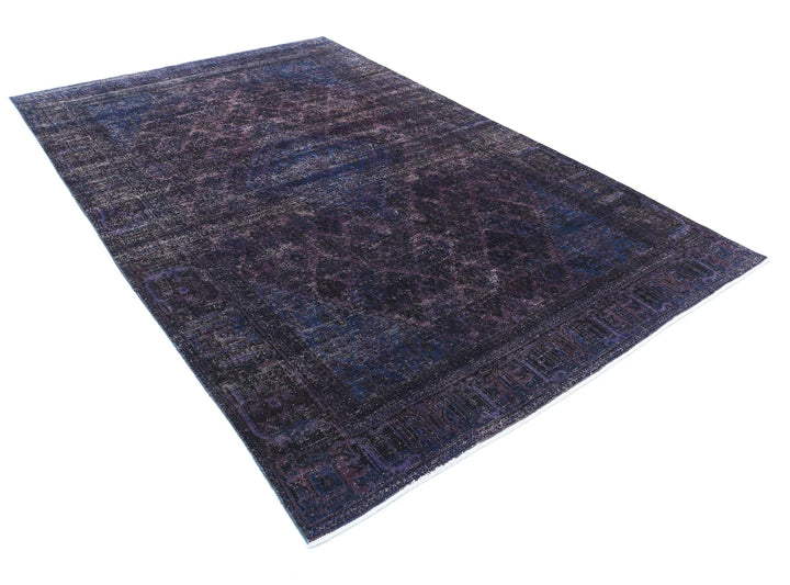 Purple Blue Persian Overdye Rug 6' 9" x 10' 2" Hand-Knotted | No. AT51595
