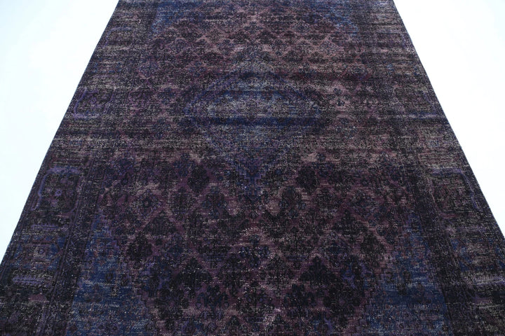 Purple Blue Persian Overdye Rug 6' 9" x 10' 2" Hand-Knotted | No. AT51595