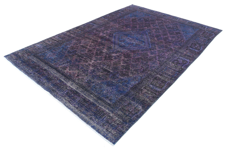 Purple Blue Persian Overdye Rug 6' 9" x 10' 2" Hand-Knotted | No. AT51595