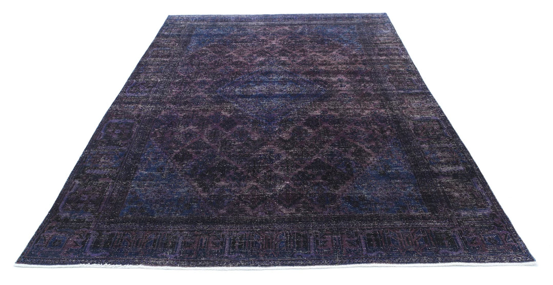 Purple Blue Persian Overdye Rug 6' 9" x 10' 2" Hand-Knotted | No. AT51595