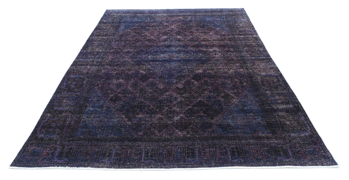 Purple Blue Persian Overdye Rug 6' 9" x 10' 2" Hand-Knotted | No. AT51595