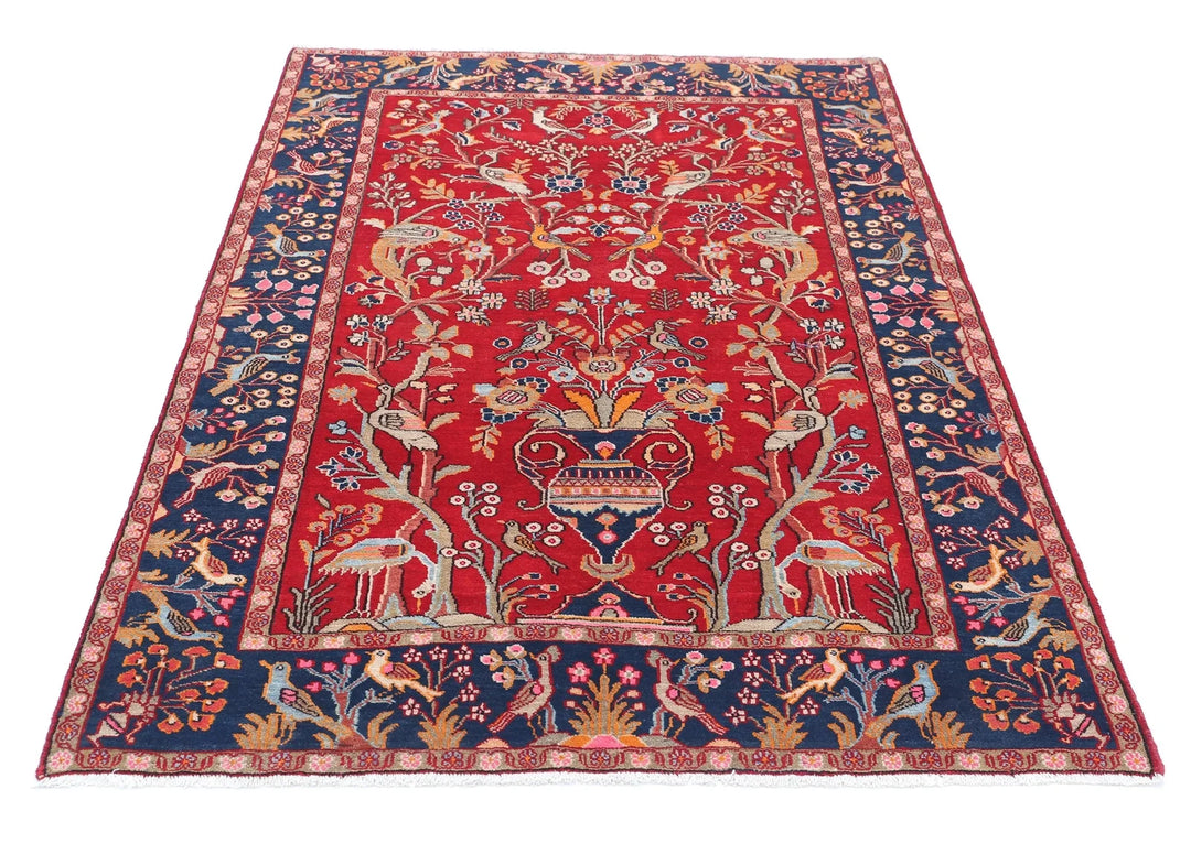 Persian Sarouk Rug 4' 2" x 6' 3" Hand-Knotted | No. AT51624