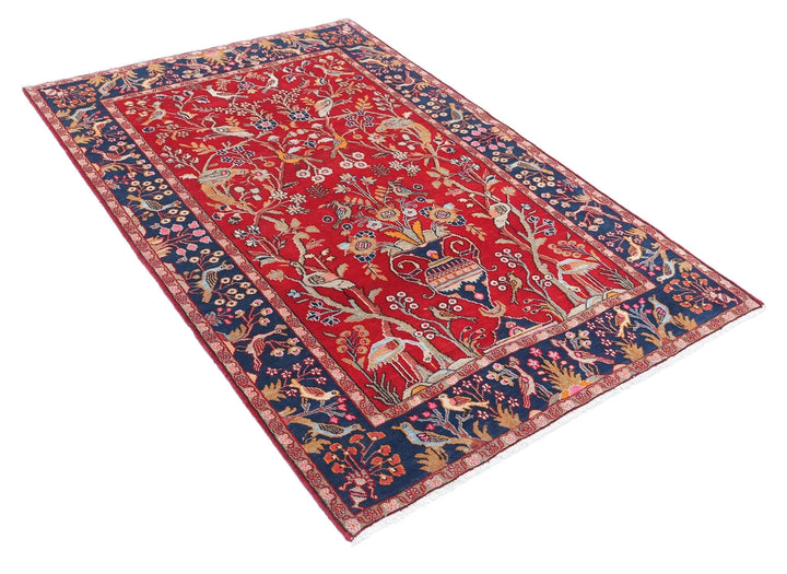 Persian Sarouk Rug 4' 2" x 6' 3" Hand-Knotted | No. AT51624