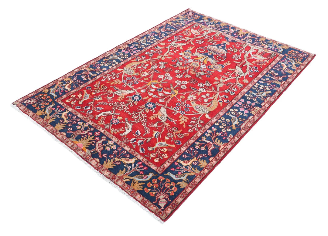 Persian Sarouk Rug 4' 2" x 6' 3" Hand-Knotted | No. AT51624