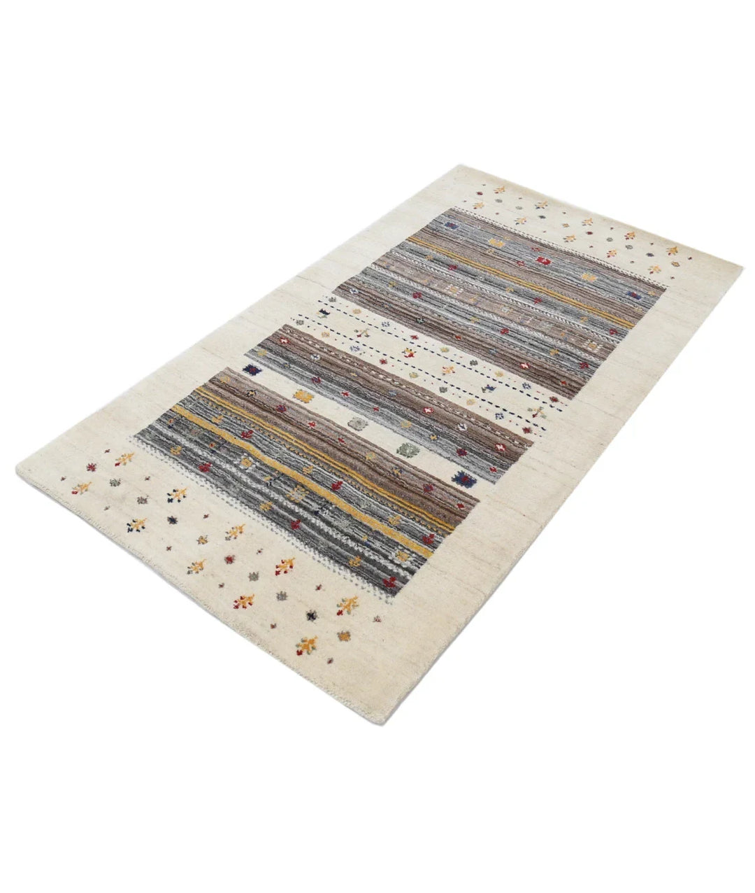 Ivory Indian Oriental Rug 2' 11" x 5' 2" Hand-Knotted | No. AT51661