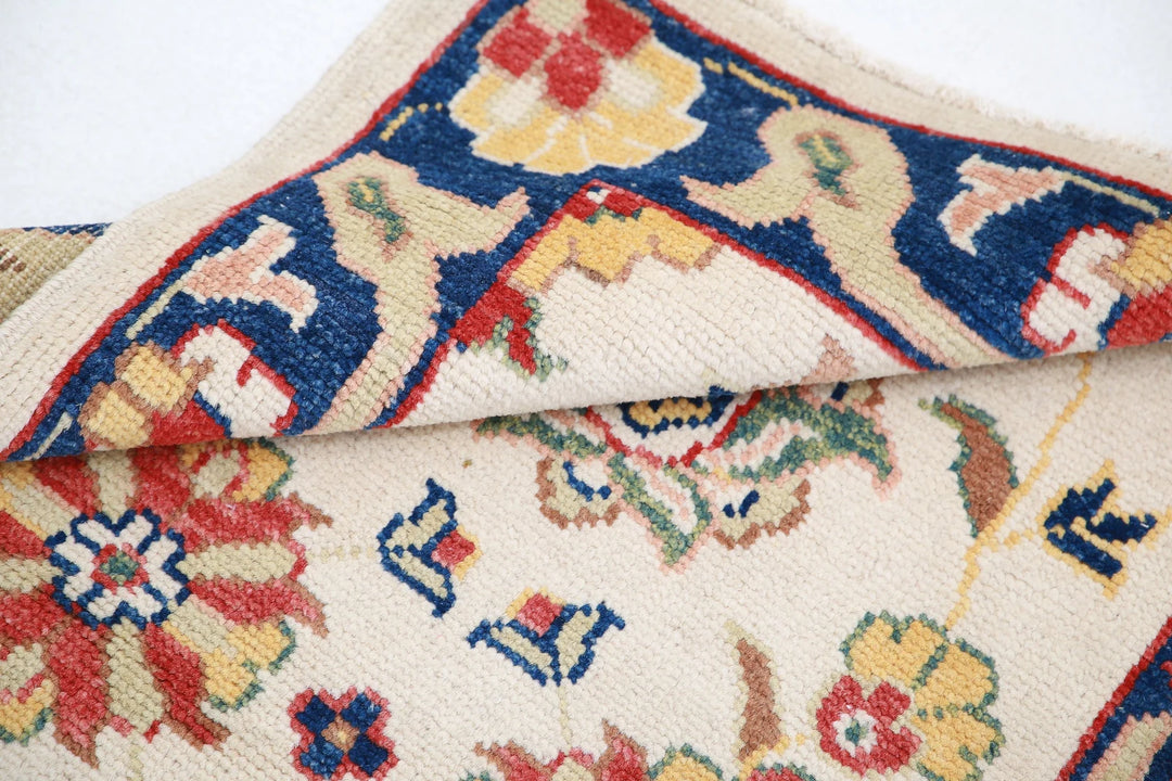 Ivory Afghan Ziegler Rug 2' 7" x 3' 9" Hand-Knotted | No. AT51663