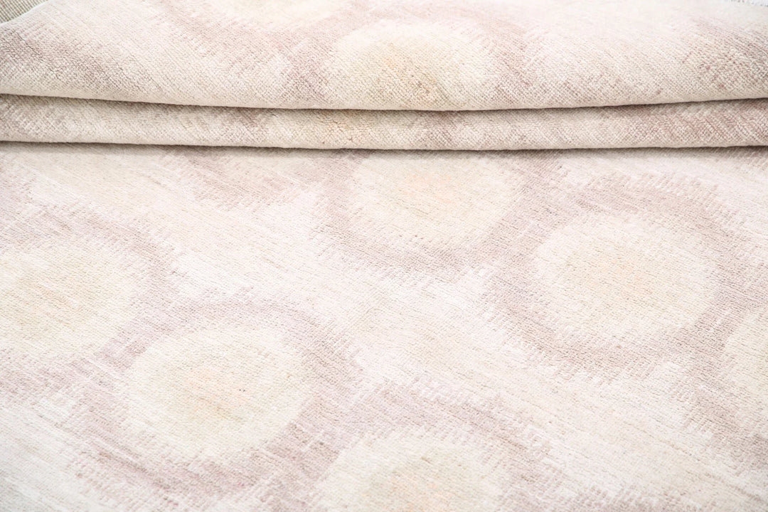 Ivory Afghan Ikat Rug 6' 1" x 8' 7" Hand-Knotted | No. AT51801