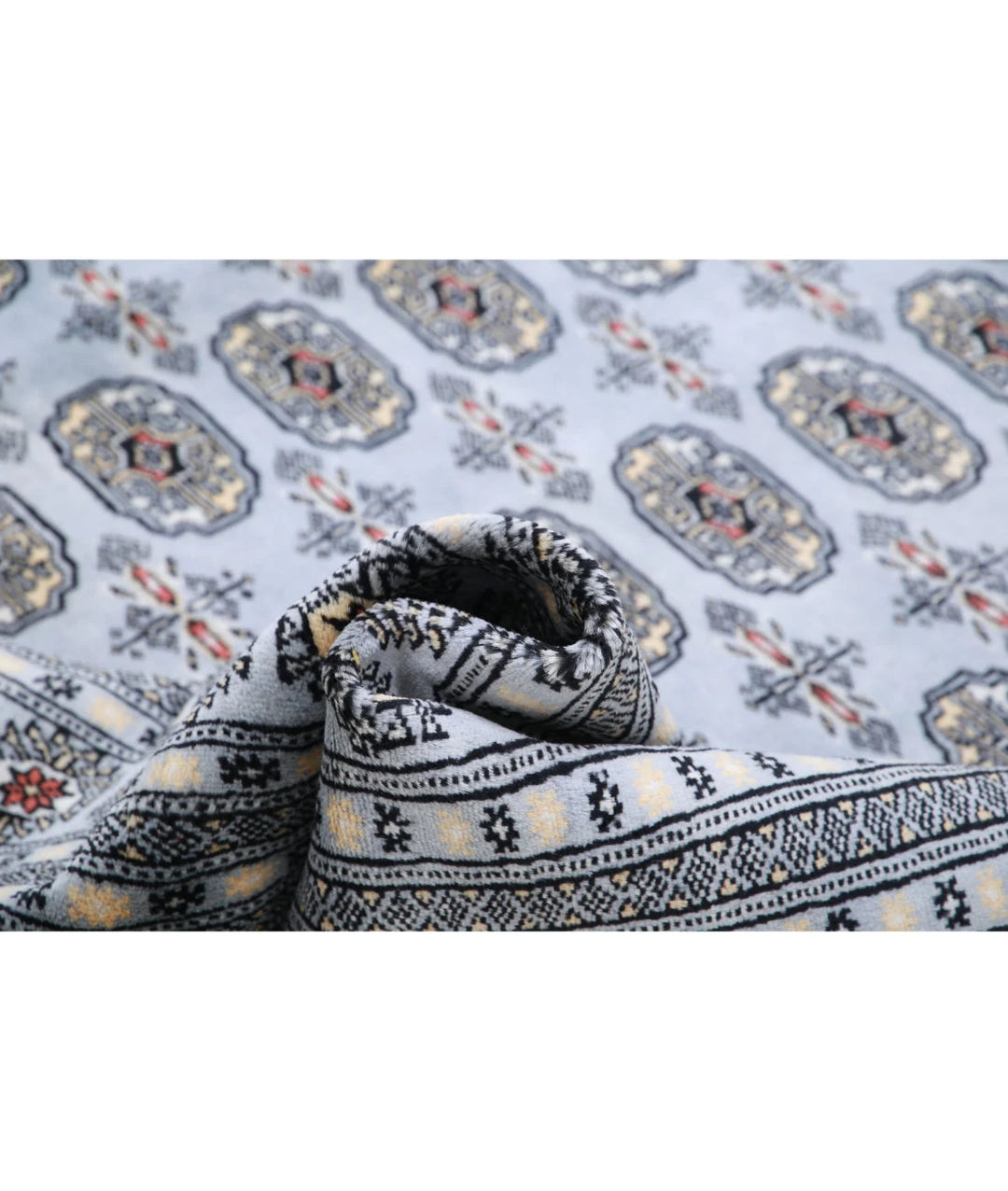 Grey Pakistani Bokhara Rug 9' 0" x 12' 2" Hand-Knotted | No. AT51916