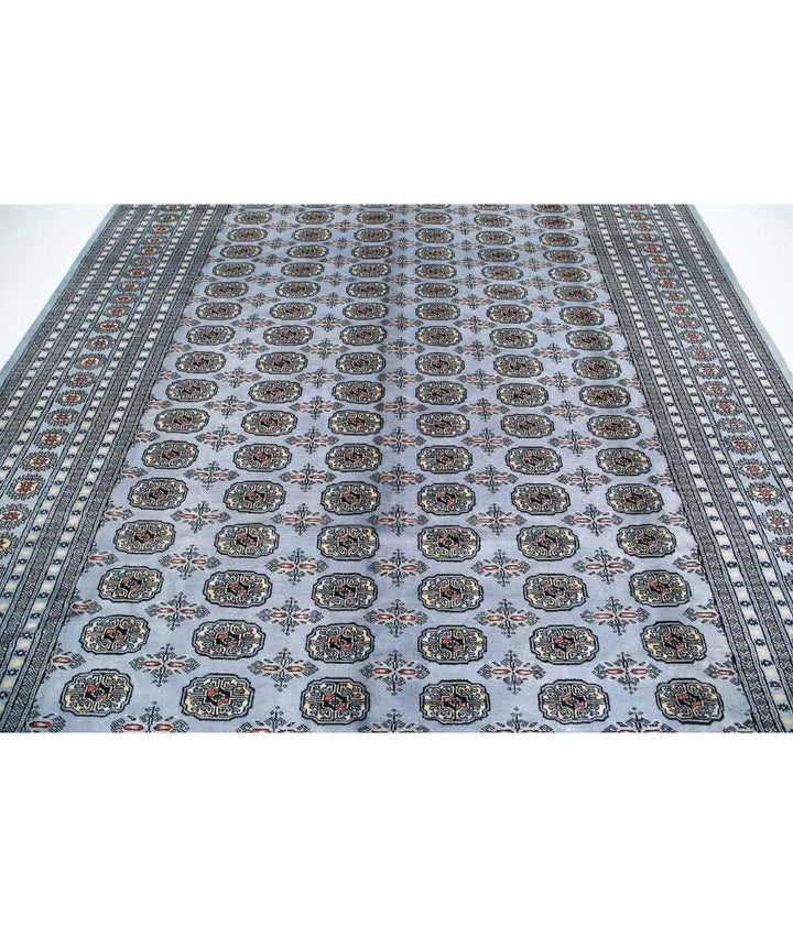 Grey Pakistani Bokhara Rug 9' 0" x 12' 2" Hand-Knotted | No. AT51916