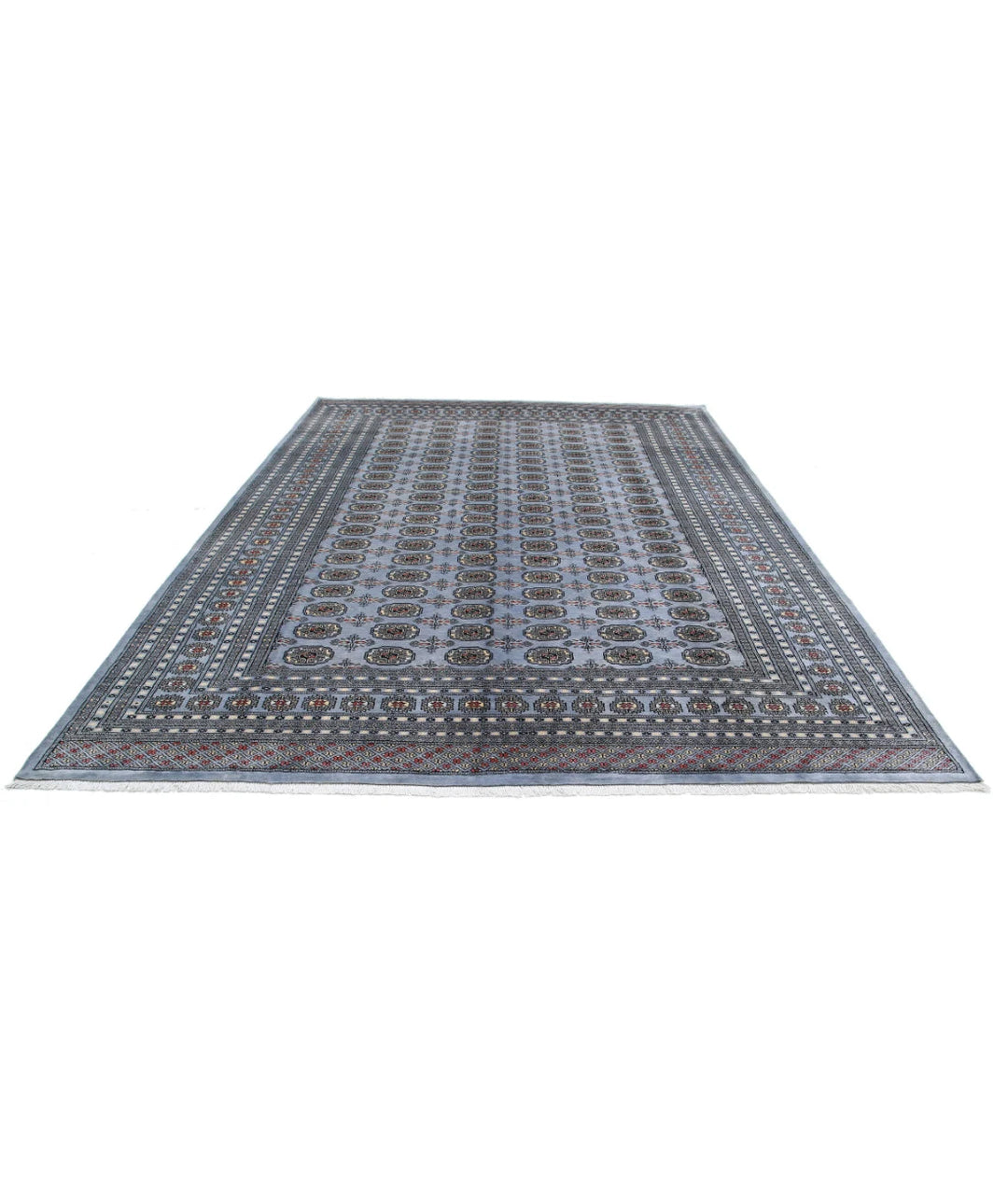 Grey Pakistani Bokhara Rug 9' 0" x 12' 2" Hand-Knotted | No. AT51916