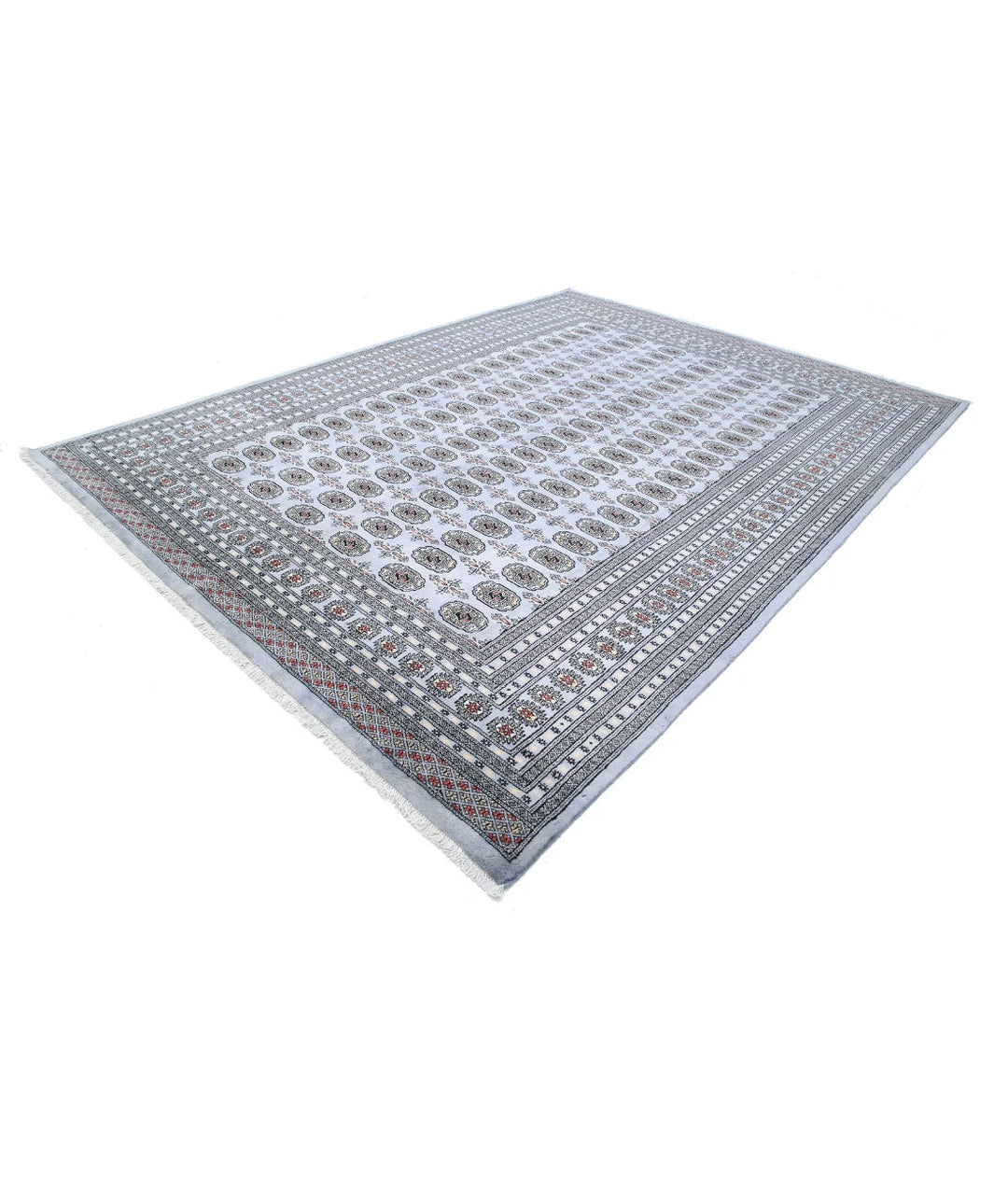 Grey Pakistani Bokhara Rug 9' 0" x 12' 2" Hand-Knotted | No. AT51916