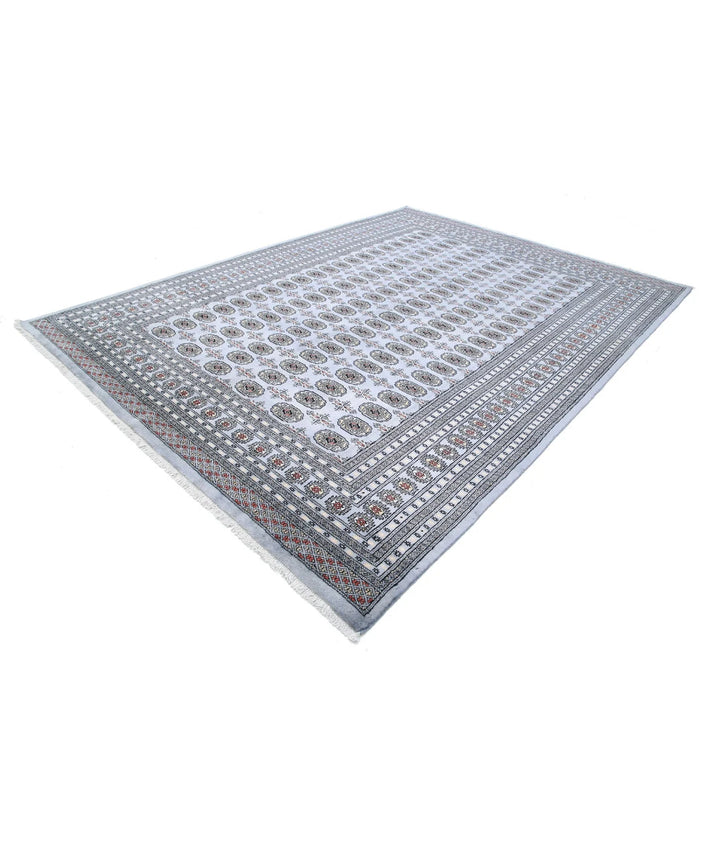 Grey Pakistani Bokhara Rug 9' 0" x 12' 2" Hand-Knotted | No. AT51916