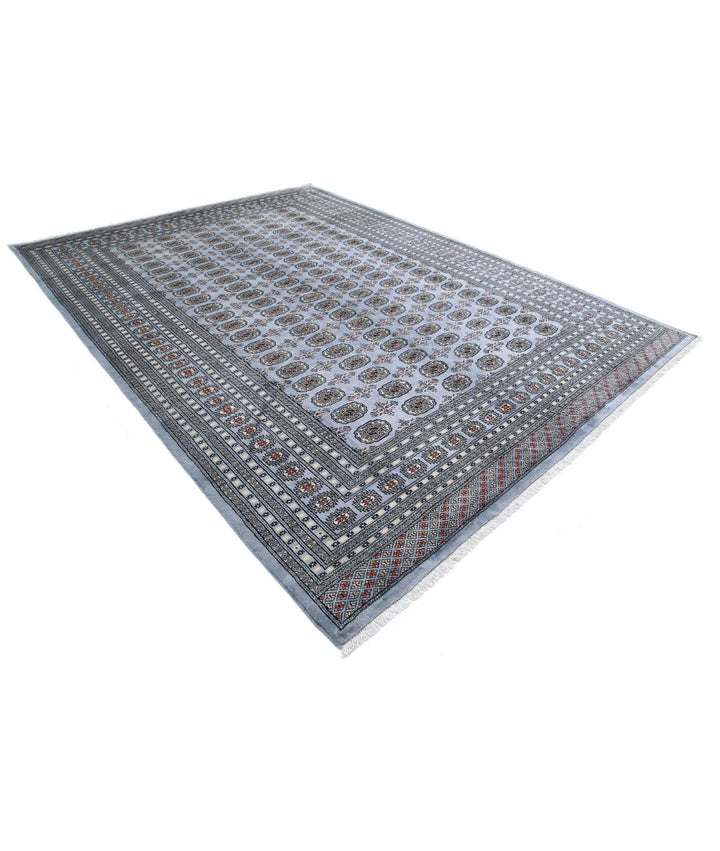 Grey Pakistani Bokhara Rug 9' 0" x 12' 2" Hand-Knotted | No. AT51916