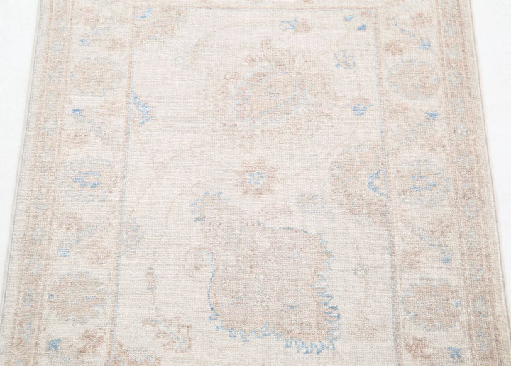 Ivory Afghan Serenity Rug 2' 1" x 2' 11" Hand-Knotted | No. AT51941