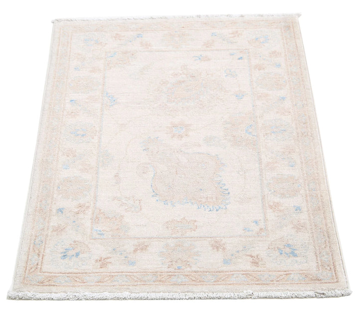 Ivory Afghan Serenity Rug 2' 1" x 2' 11" Hand-Knotted | No. AT51941