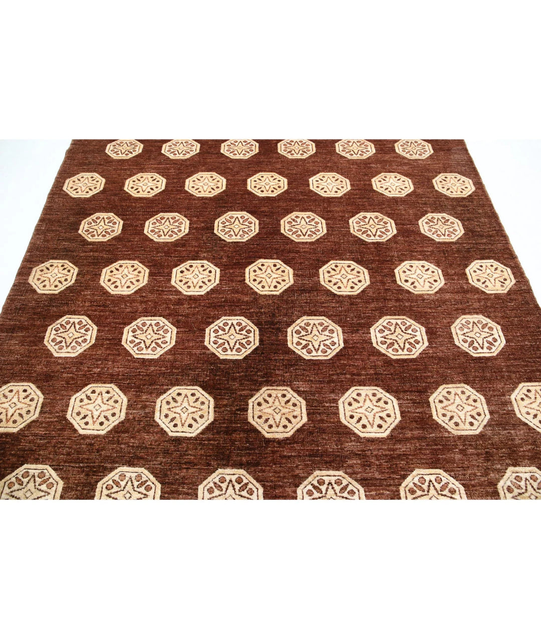 Afghan Oriental Rug 6' 6" x 7' 6" Hand-Knotted | No. AT52009