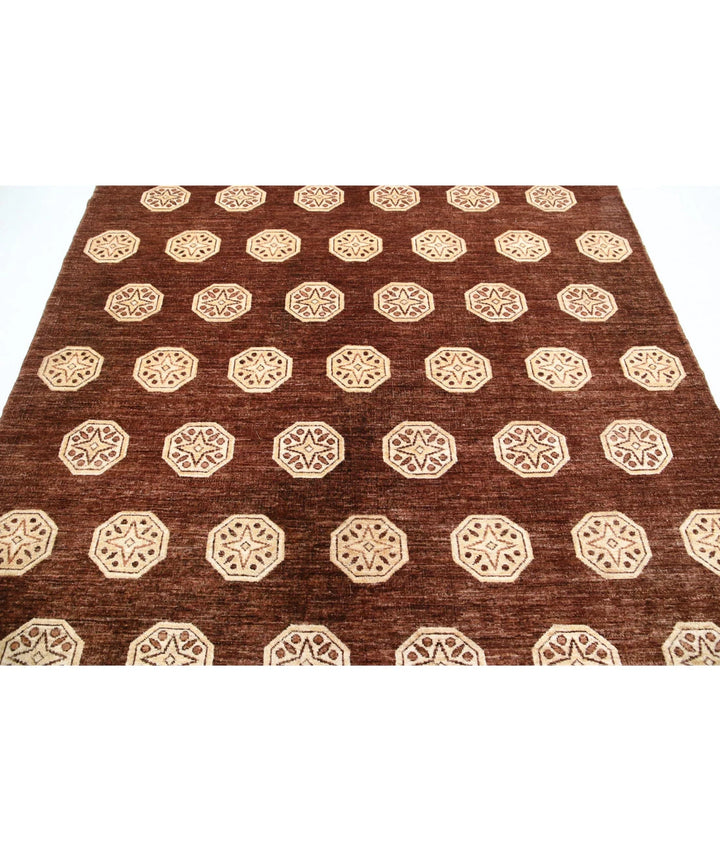 Afghan Oriental Rug 6' 6" x 7' 6" Hand-Knotted | No. AT52009